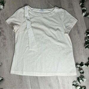 Crown & Ivy Cream Textured Short Sleeve Top